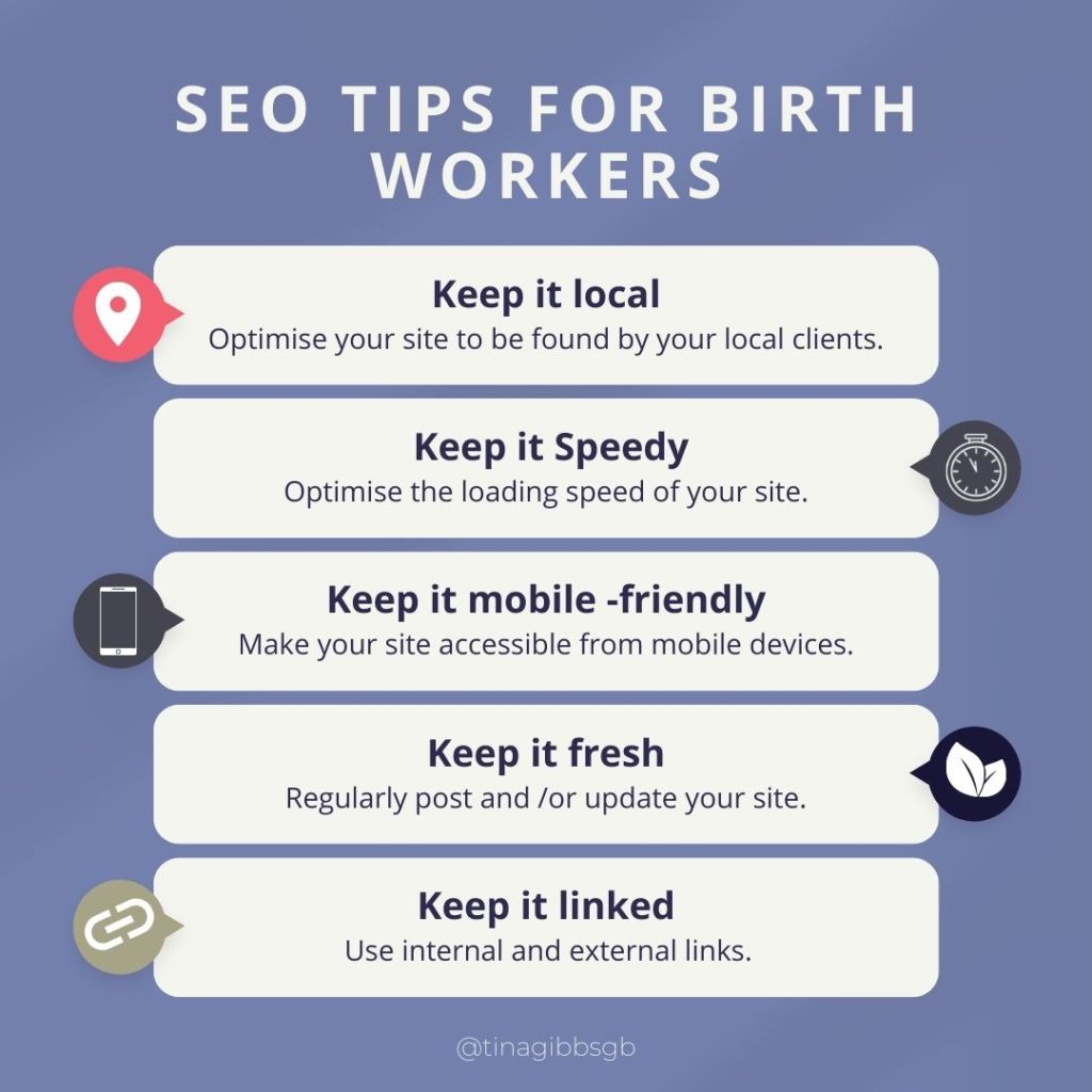 SEO tips for Birth Workers